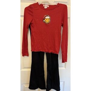 Dream Girl Tween Holiday Theme Sparkly Smiley Santa Outfit 2 pcs Sz 12. NWT